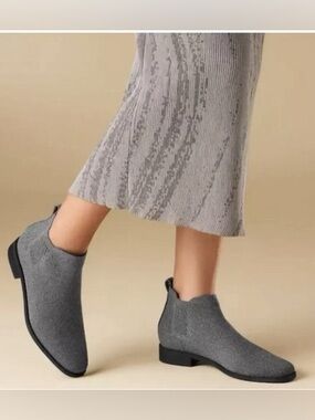 Grey Knit Chelsea Ankle Boots water repellent